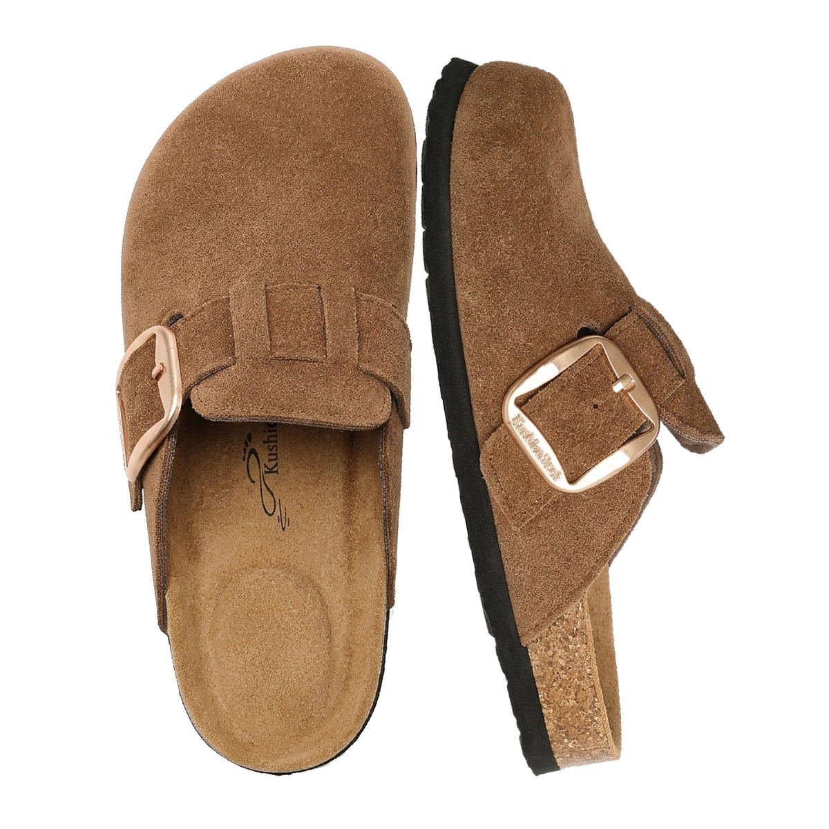 KUSHIONSTOCK Genuine Leather Big Buckle Clog