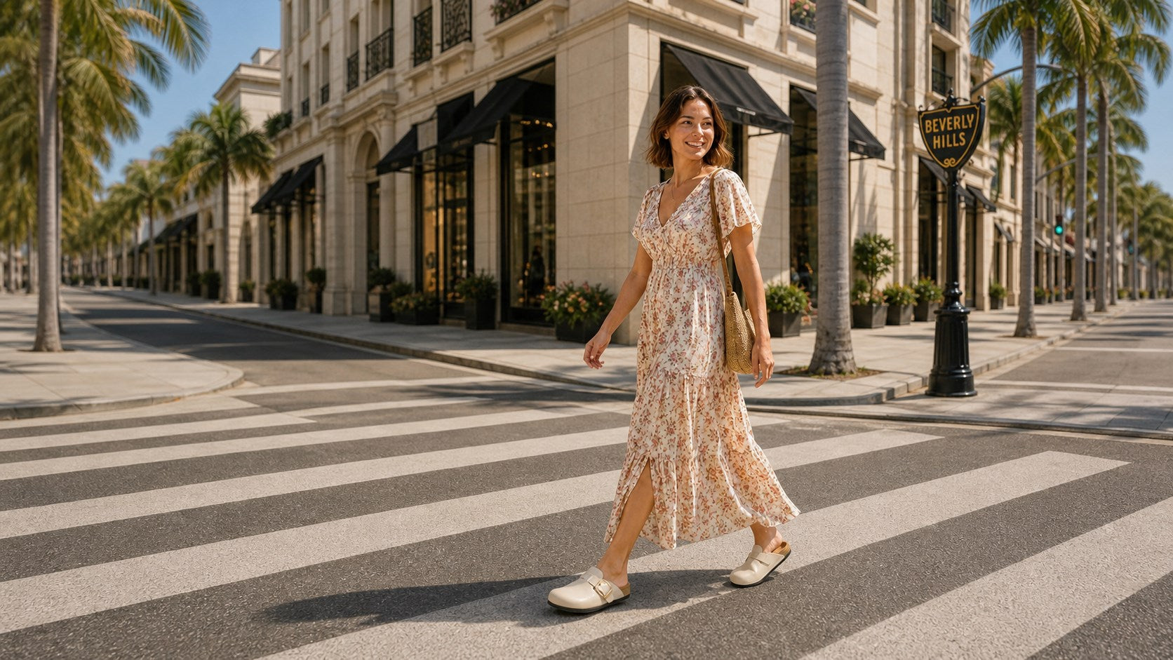 KUSHIONKOZY clogs styled for a Beverly Hills walk
